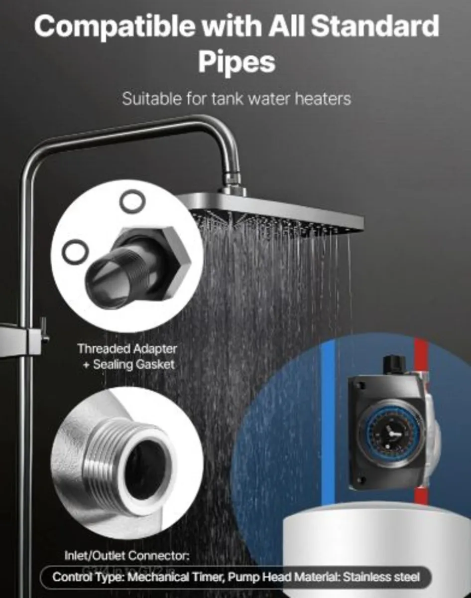 Hot Water Recirculating Pump, with Timer, 38 LPM - Image 4