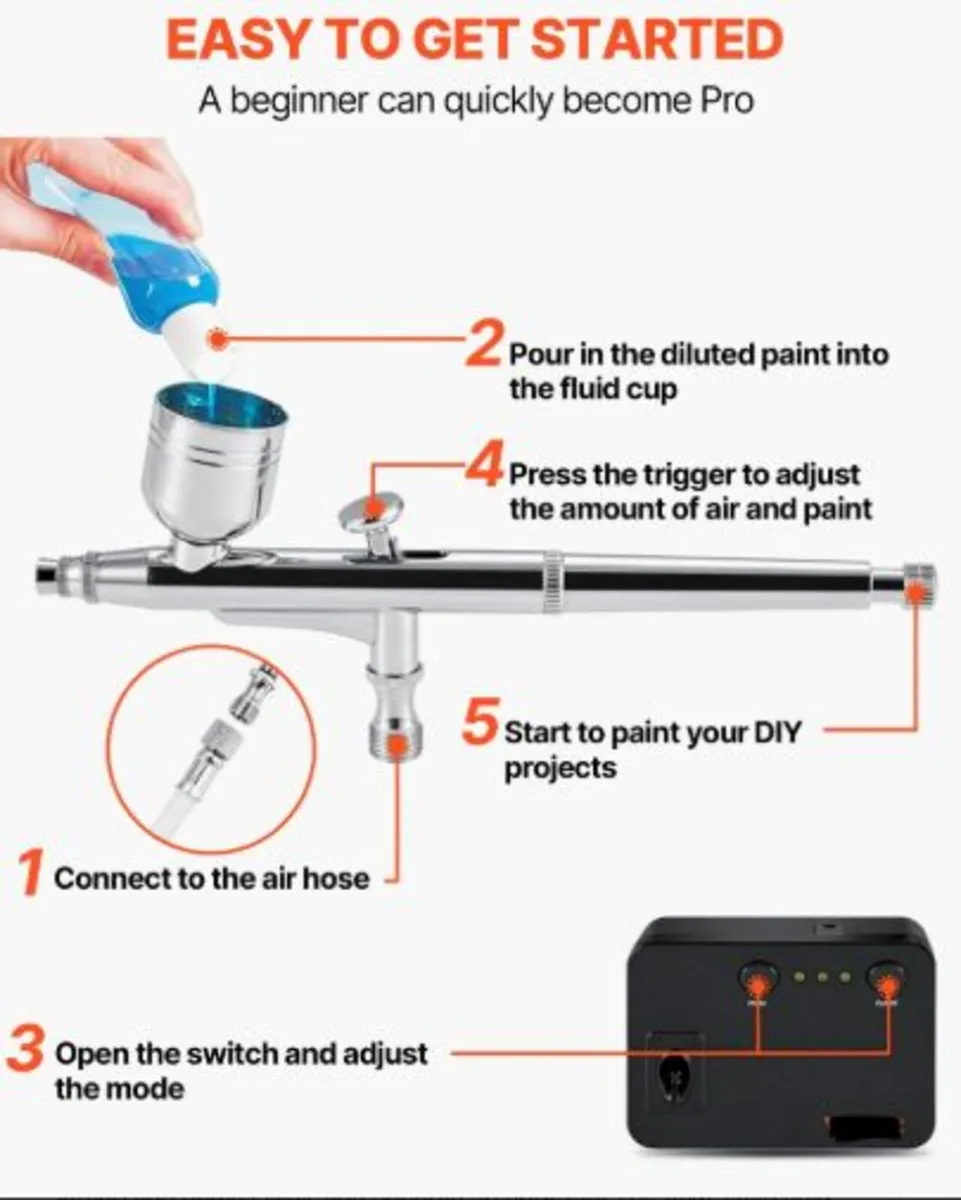 Airbrush Kit,Portable Airbrush Set with Compressor - Image 3