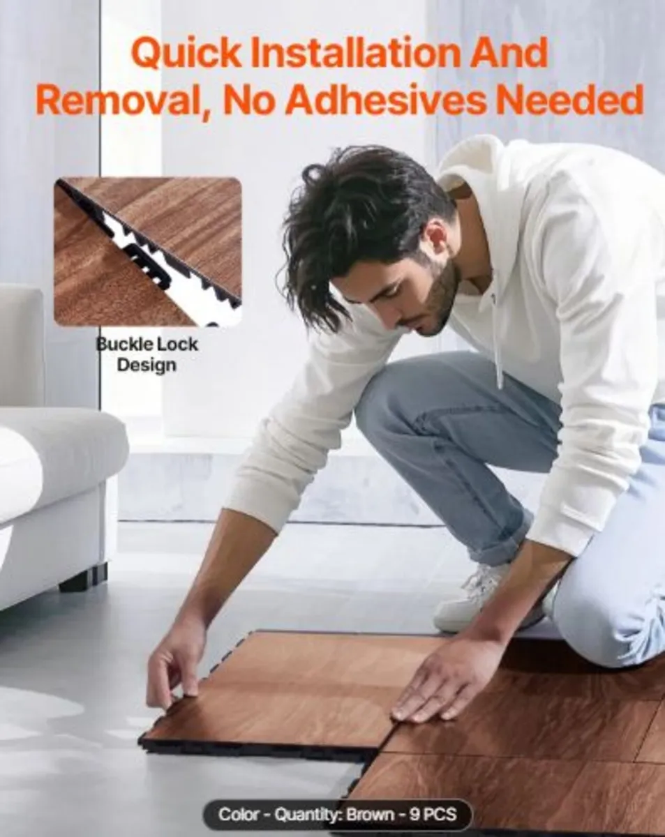 Dance Floor Tiles,12.4x12.4 in 9 Piece Interlockin - Image 3