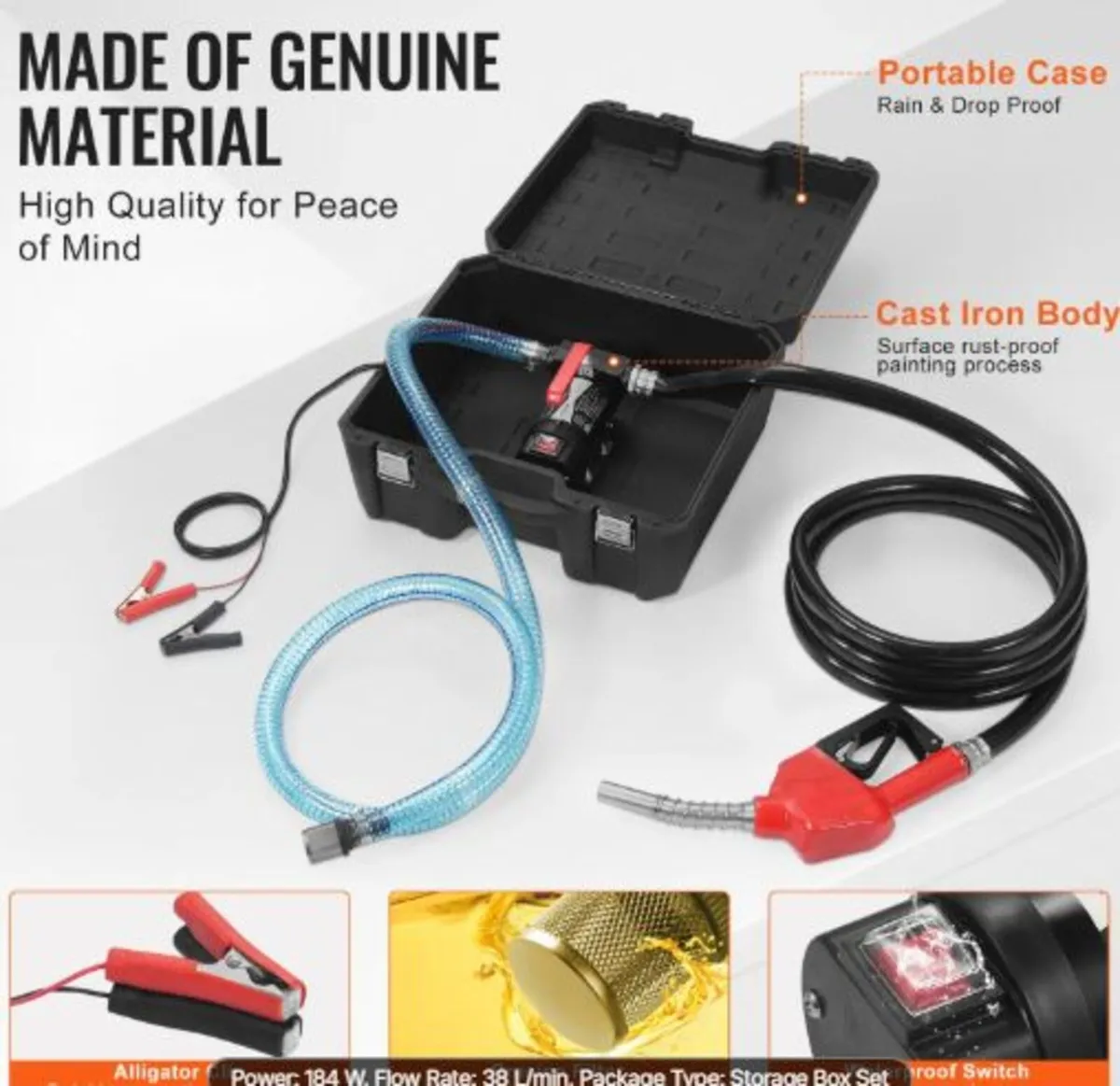 Fuel Transfer Pump, 12V DC 38 L/min(10 GPM) 186W - Image 3