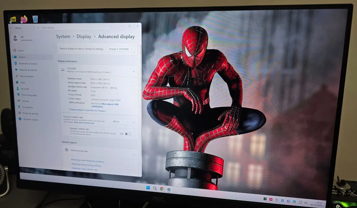 AOC Gaming 27" 280Hz 1080p 0.5ms Monitor - Image 2