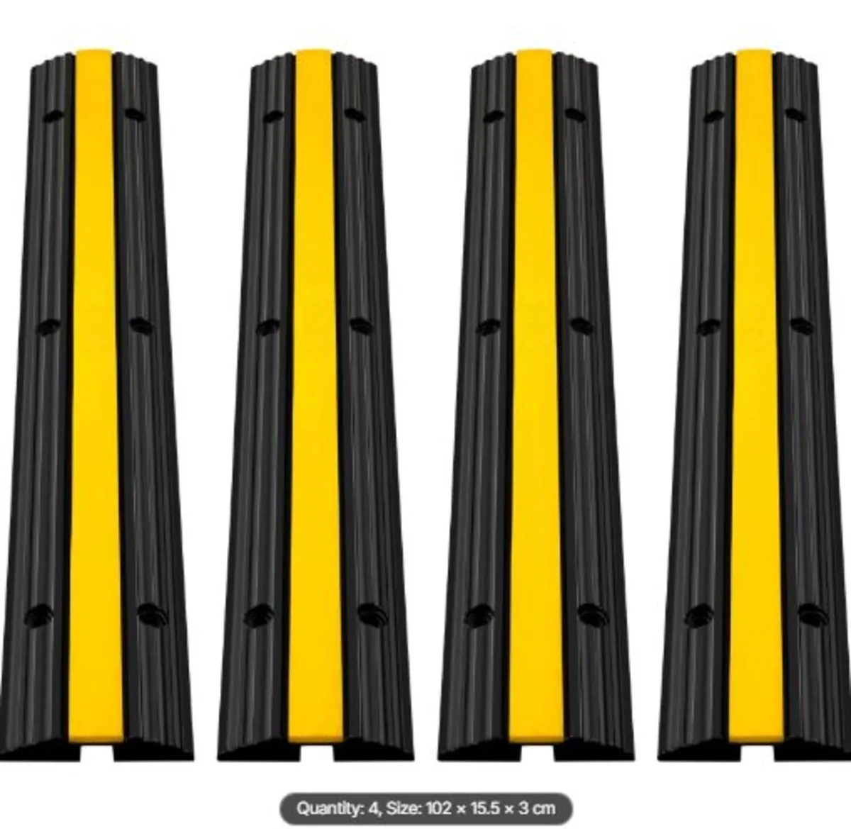 4 Pack of 1-Channel Rubber Cable Protector Ramps - Image 1