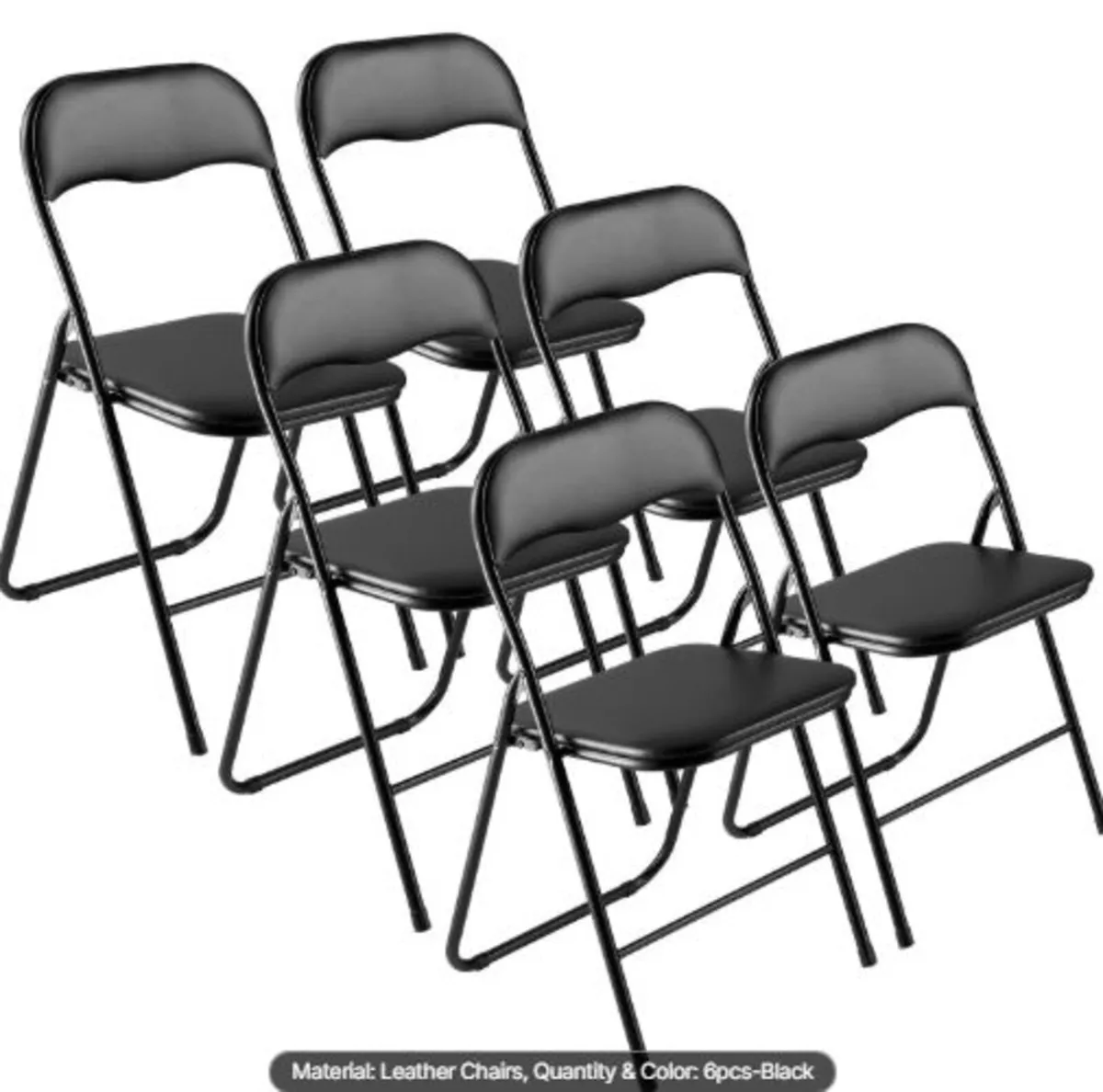6 Pack Folding Chairs, Foldable Leather Chairs - Image 1