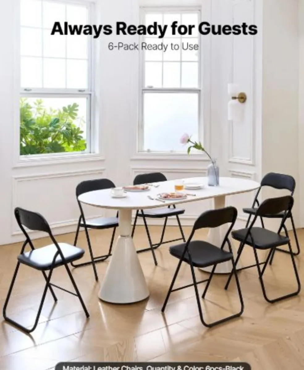 6 Pack Folding Chairs, Foldable Leather Chairs - Image 2