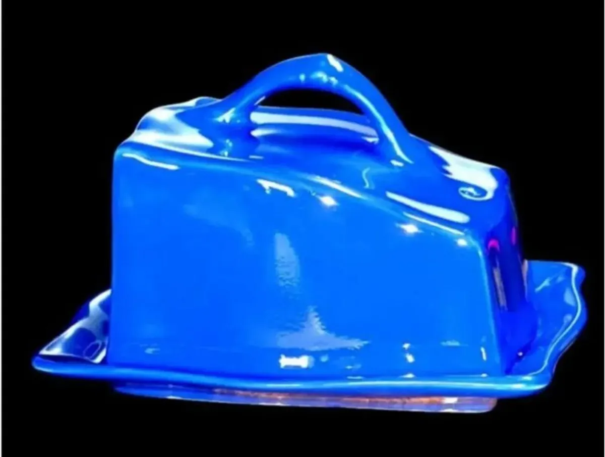 Vintage Harrods Cobalt Blue Ceramic Cheese Wedge - Image 1