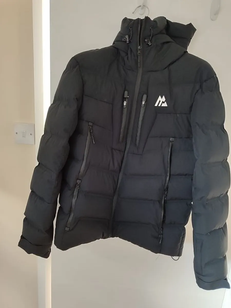 Montirex Black Puffer Jacket Hooded Winter Coat - size S - Image 1