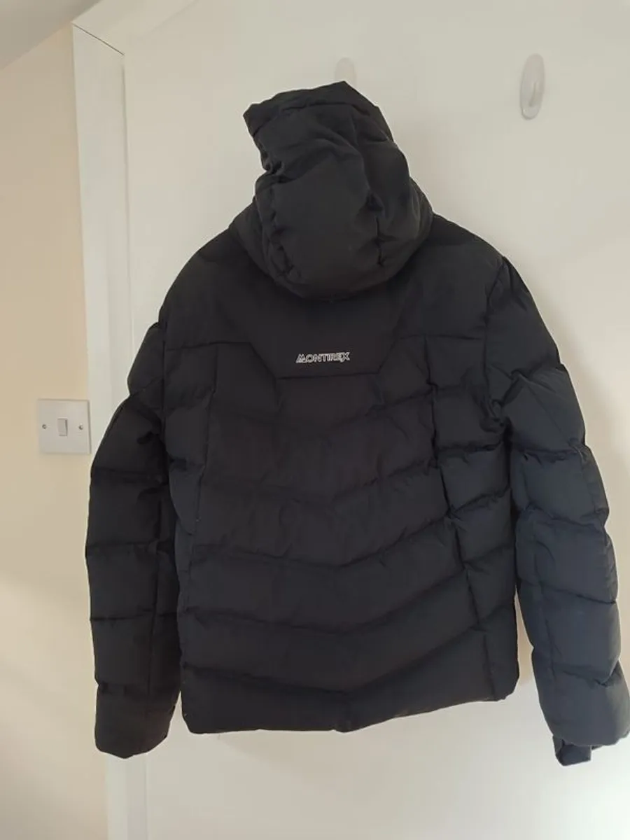 Montirex Black Puffer Jacket Hooded Winter Coat - size S - Image 2