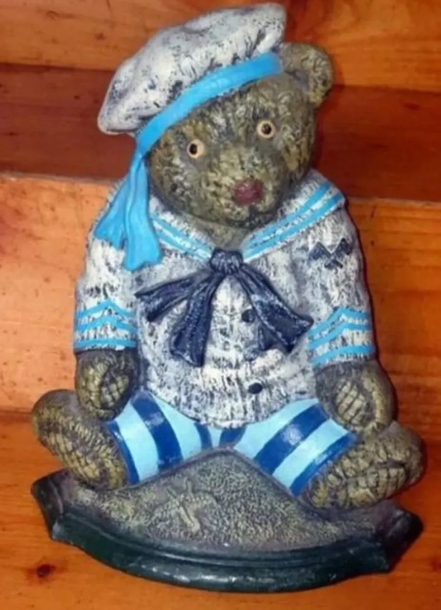 Vintage 12" Cast Iron Sailor Bear Doorstop - Image 1