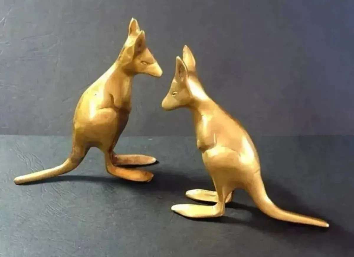 Pair Of Vintage Brass Kangaroo's - Image 1