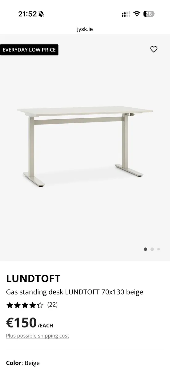 Gas standing desk LUNDTOFT 70x130 beige - Image 2