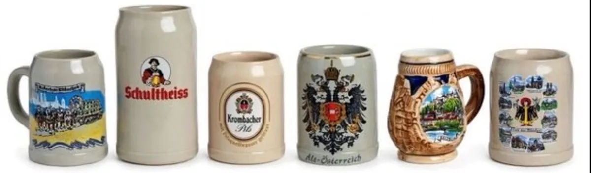 6 vintage German beer steins