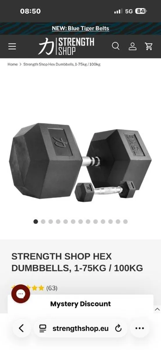 60kg Rubber Hex Dumbbell, Selling 120 Euro, Originally 205 Euro - Image 1
