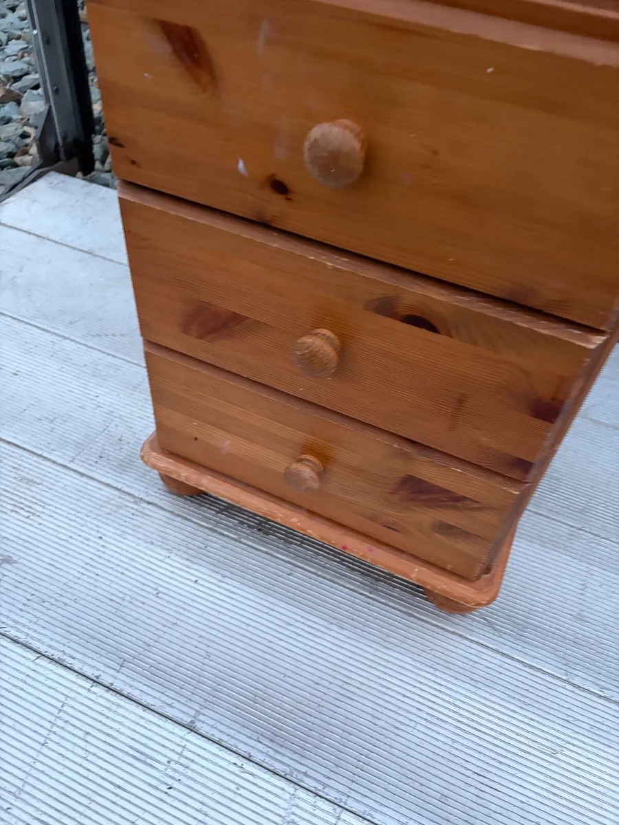 tall pine narrow book shelf unit with drawers - Image 3