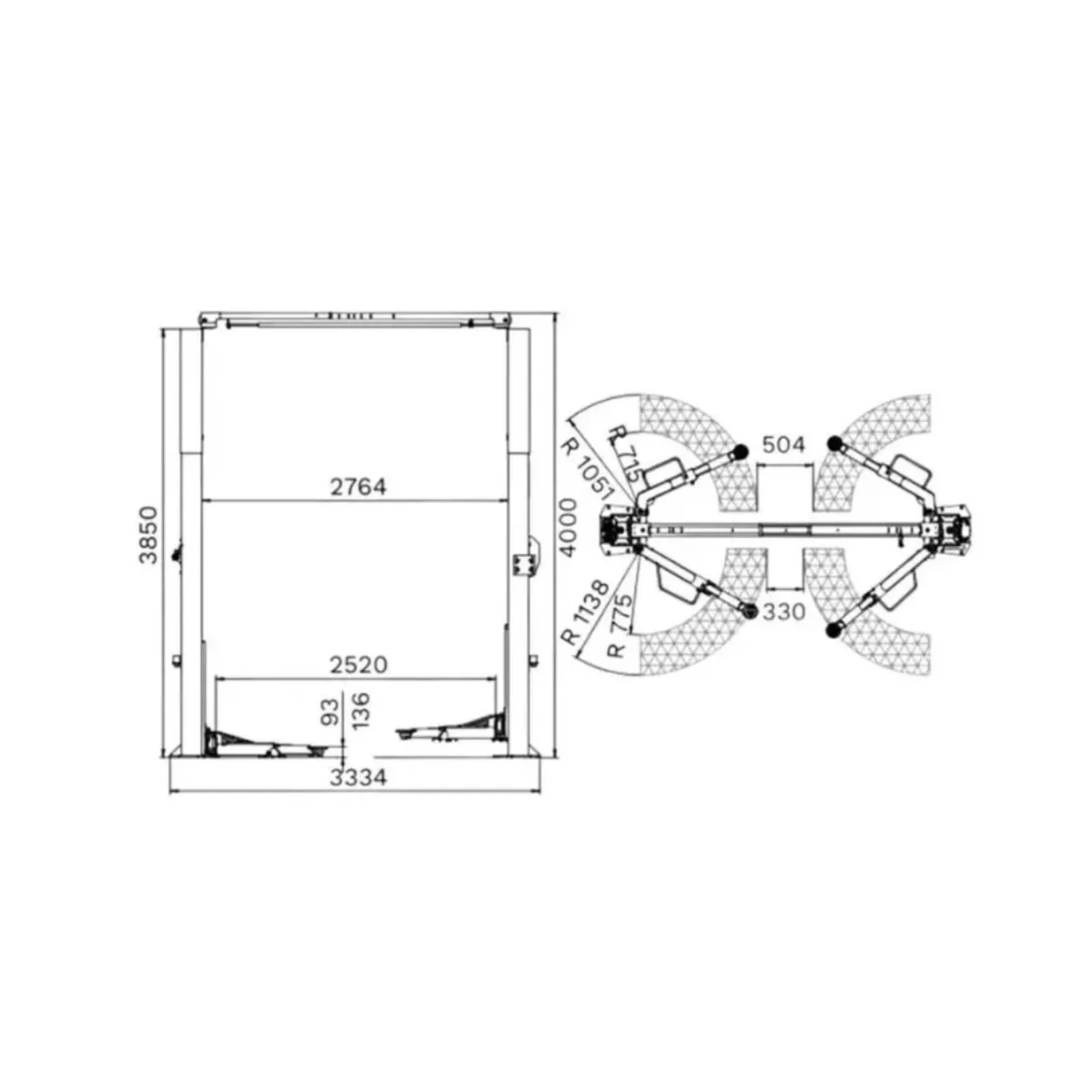 Ravaglioli 4 Ton Clear Floor Automotive 2 Post - Image 3
