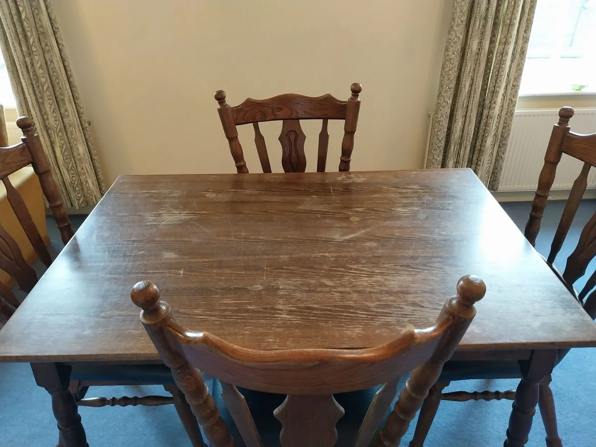 Solid Wood Table & 4 Chairs - Image 4
