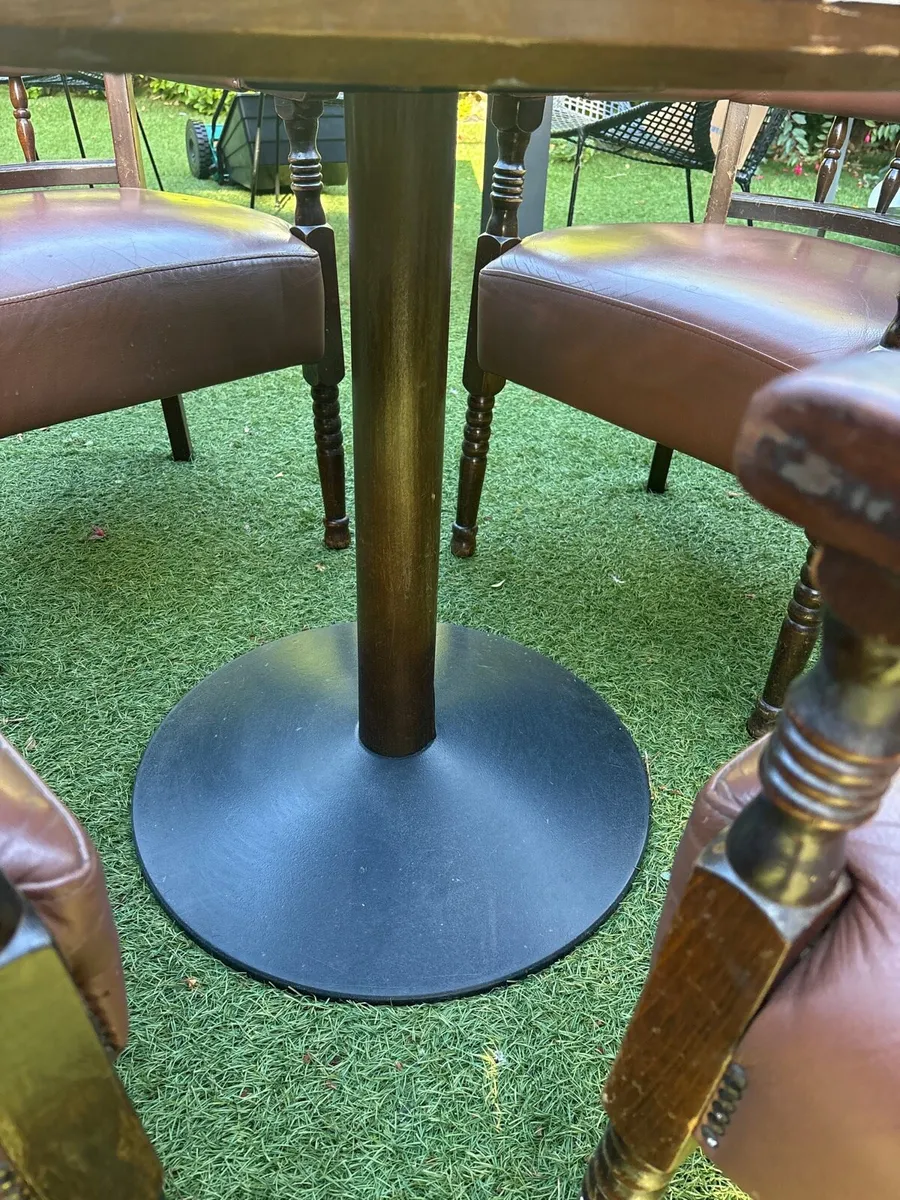 Bar table and leather chairs x4 - Image 4