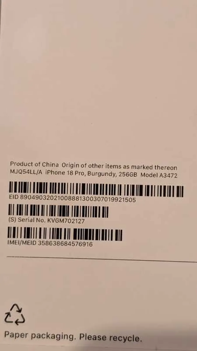 Apple iPhone 18 Pro 256GB - Burgundy - Image 3