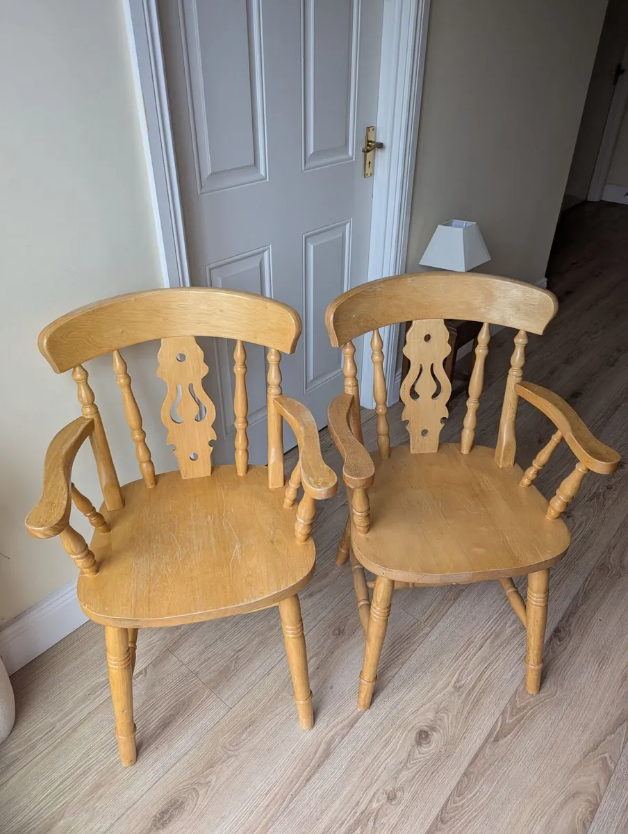 Two solid wood chairs - Image 1