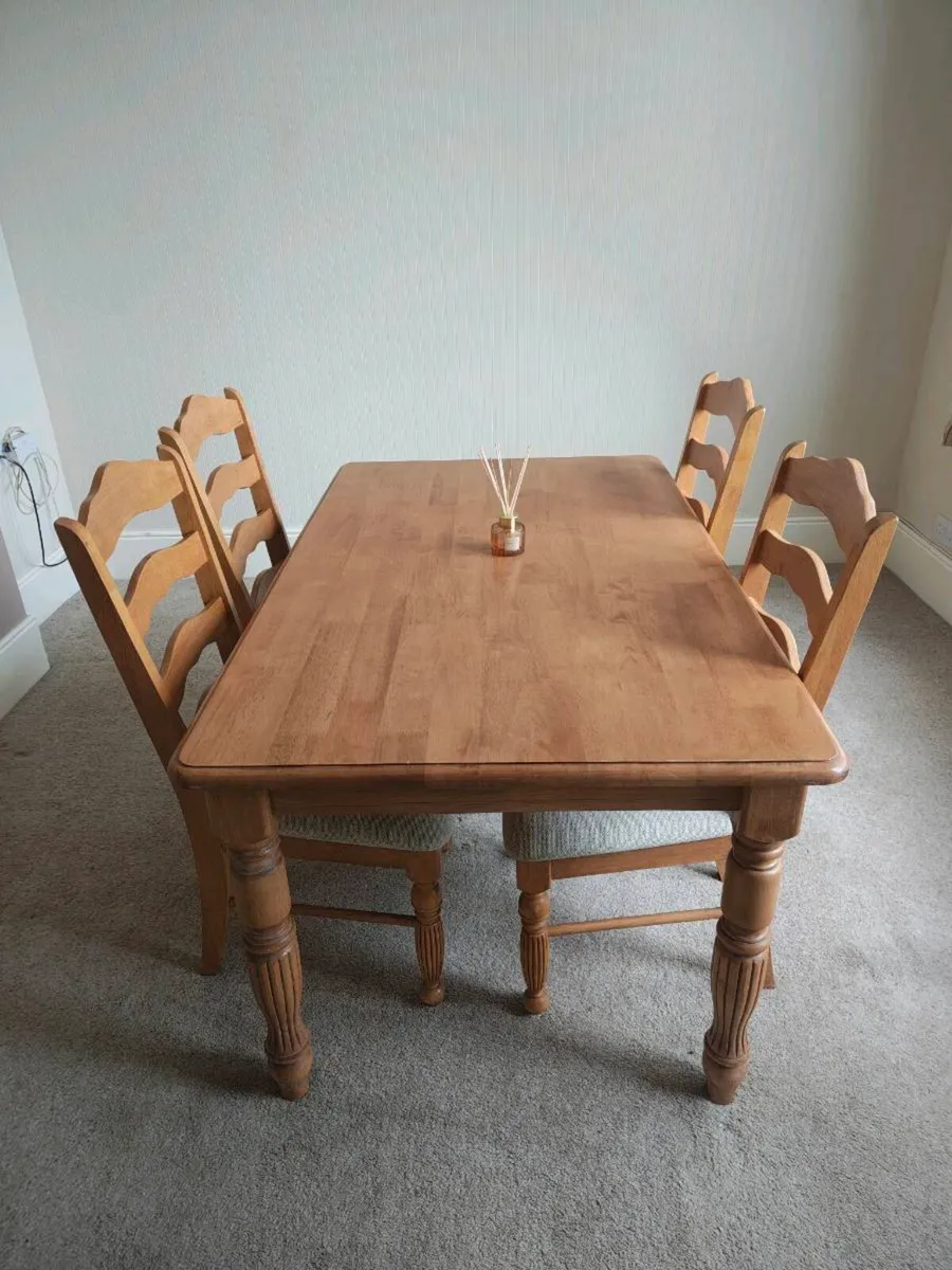 Wooden Dining Table & 4 Matching Chairs - Image 1