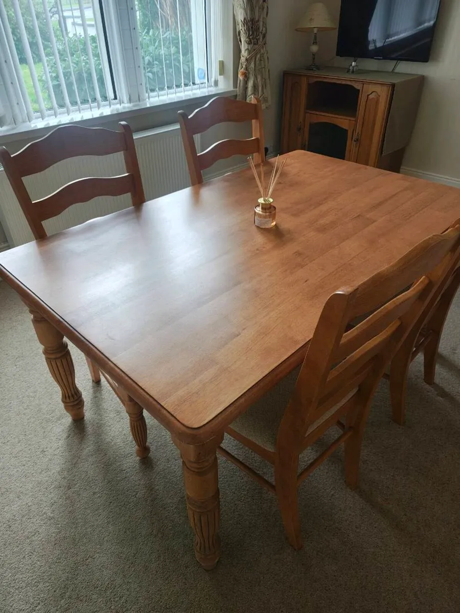 Wooden Dining Table & 4 Matching Chairs - Image 3
