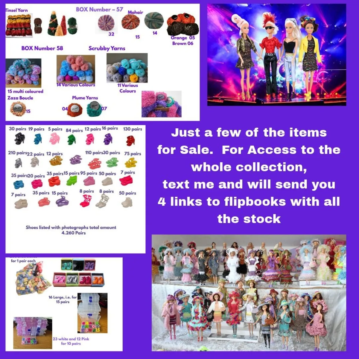 85Dolls, 1510 Outfits,4260 Shoes,834 Balls of Yarn - Image 1