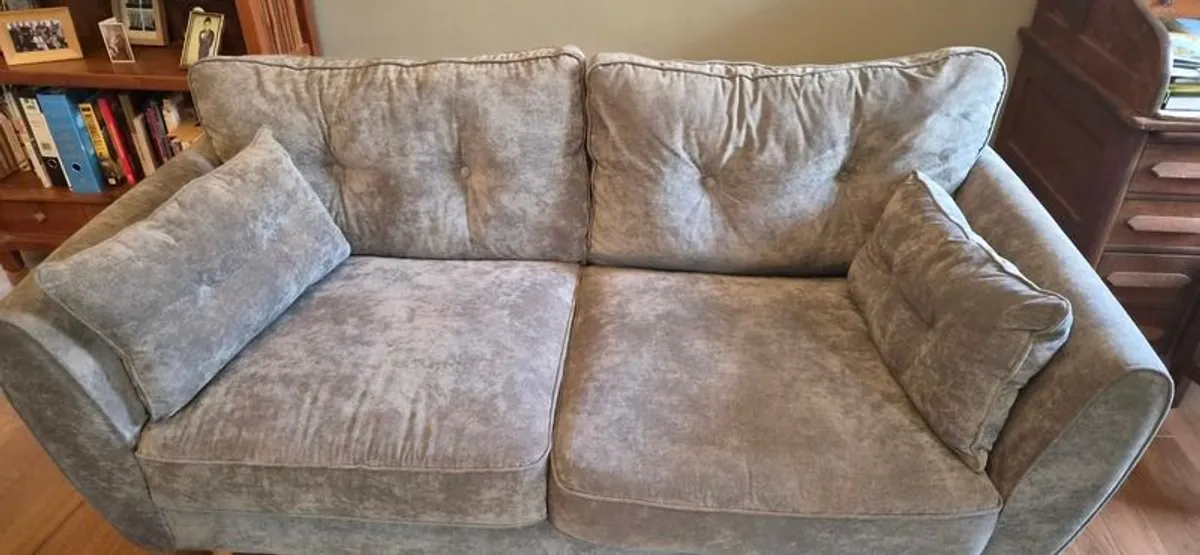3+2+1 soft grey fabric sofa suite - Image 2