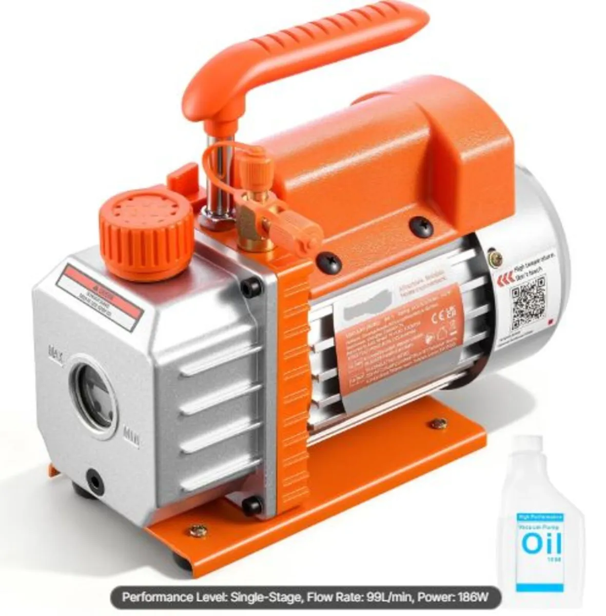Vacuum Pump, 3.5 CFM 99 L/min, HVAC Single Stage - Image 1