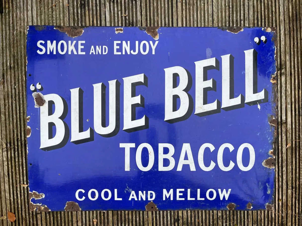 Original Vintage Blue Bell Tobacco enamel sign - Image 1