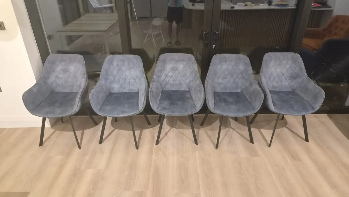 Swivel teal dining chairs - Image 2