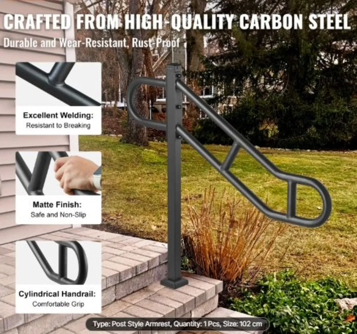 Single Post Handrail for Outdoor 1-3 Step 102.9cm - Image 2