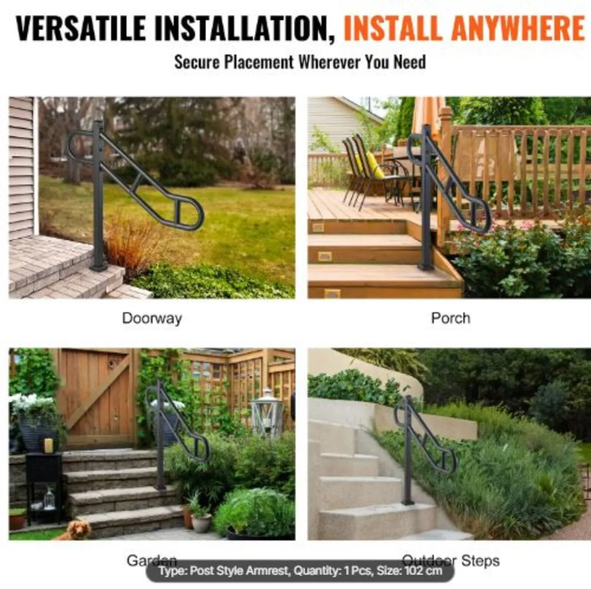 Single Post Handrail for Outdoor 1-3 Step 102.9cm - Image 3