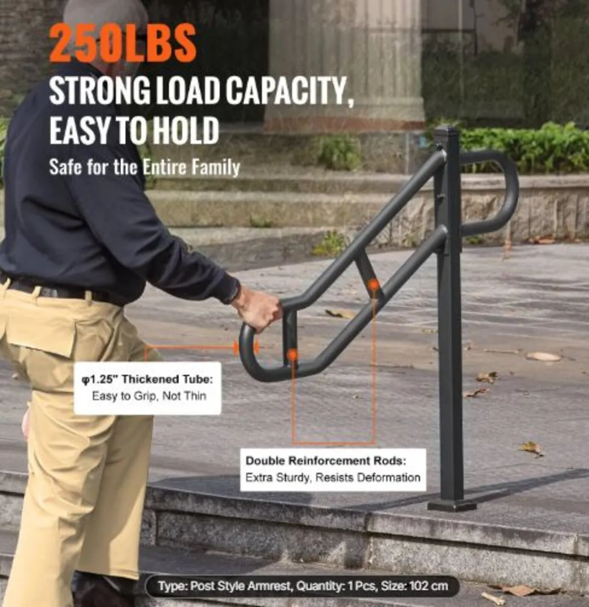 Single Post Handrail for Outdoor 1-3 Step 102.9cm - Image 4