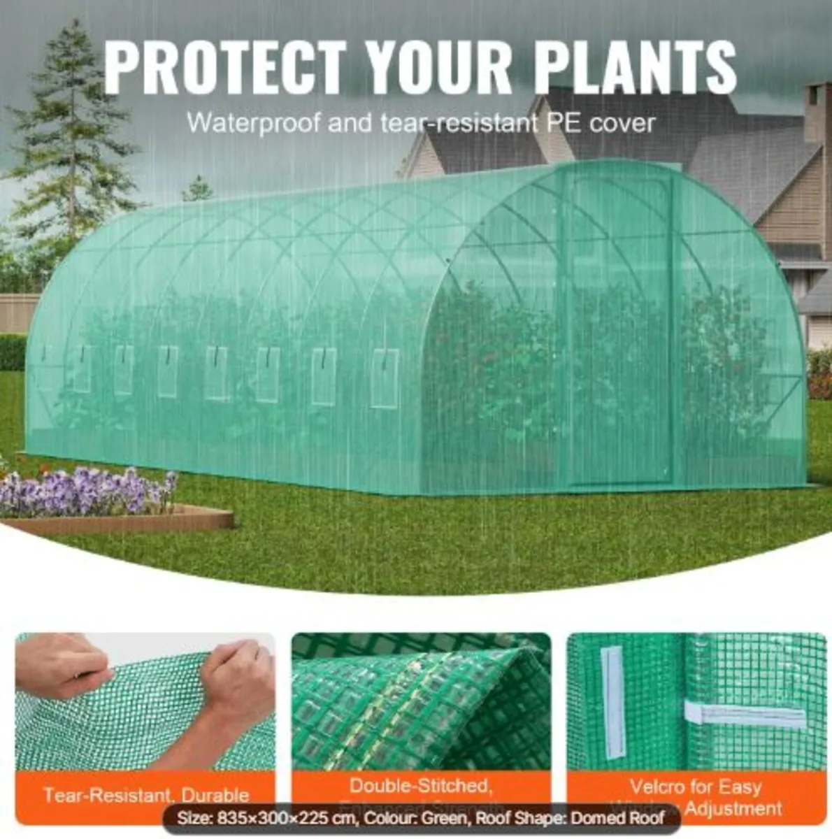 Walk-in Tunnel Greenhouse, 27.4x9.5x7.4 ft Hoop H - Image 2
