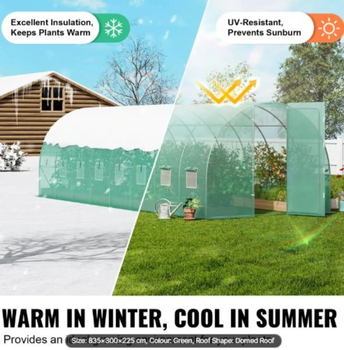 Walk-in Tunnel Greenhouse, 27.4x9.5x7.4 ft Hoop H - Image 3