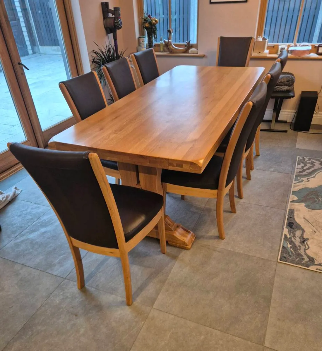Solid Oak Table and 8 Chairs - Image 1