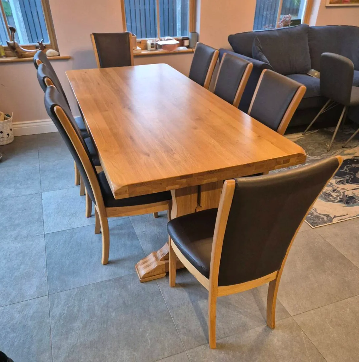 Solid Oak Table and 8 Chairs - Image 2