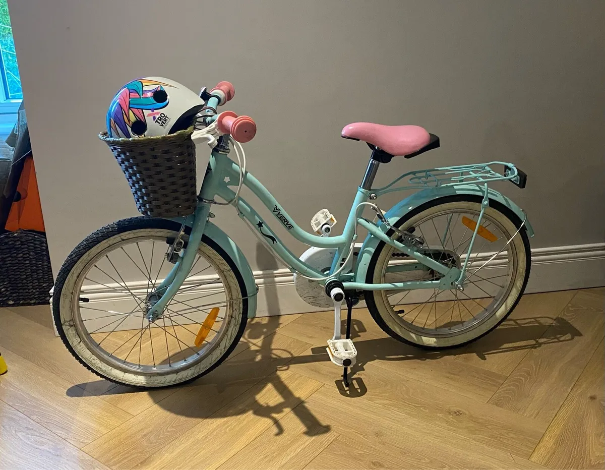 Girls Bike 18in Verve Star Bike with Basket Mint - Image 1