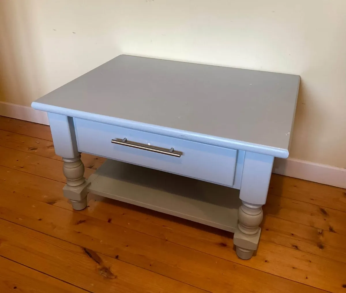Blue Coffee Table with Drawer & Storage Shelf - Image 1