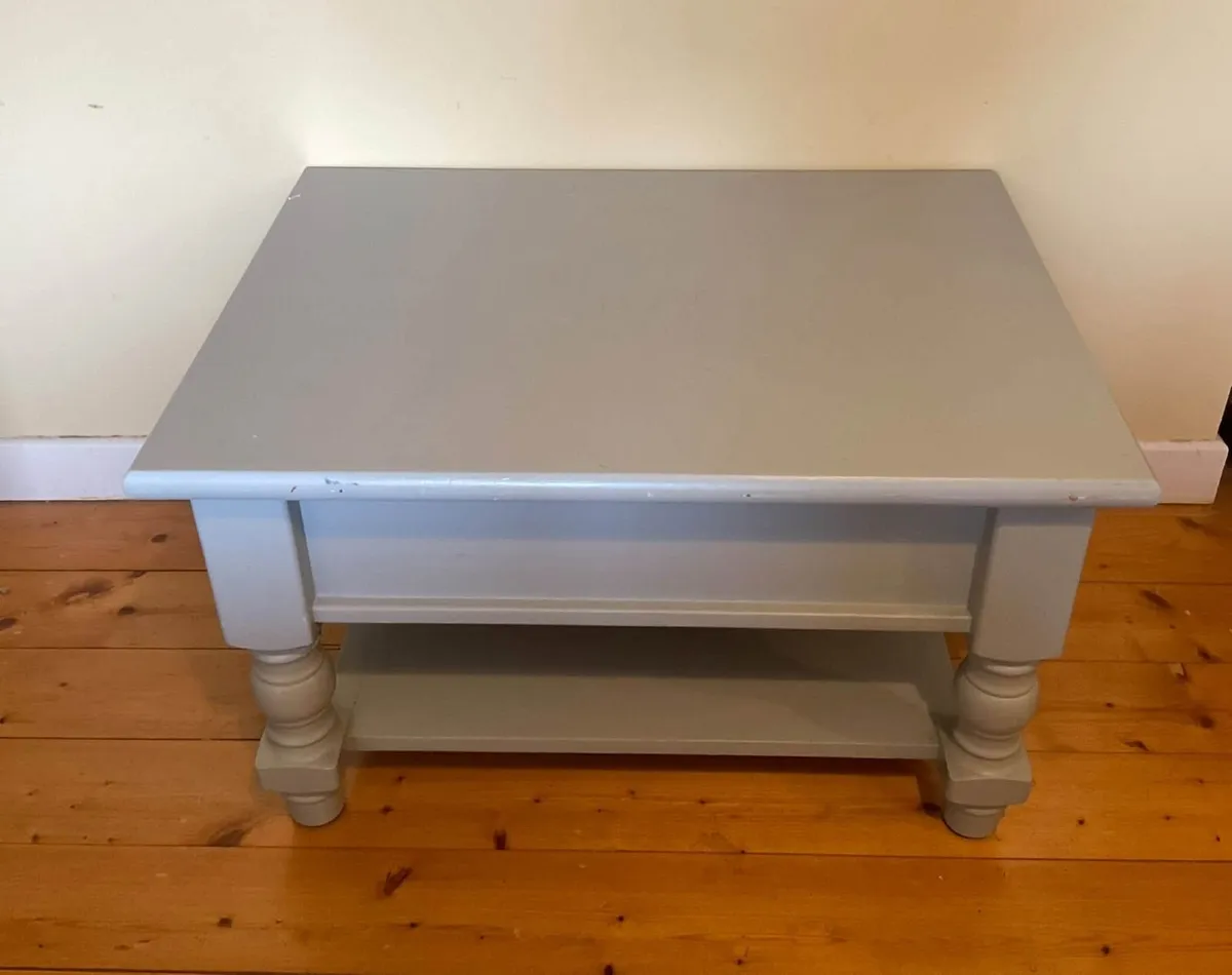 Blue Coffee Table with Drawer & Storage Shelf - Image 4