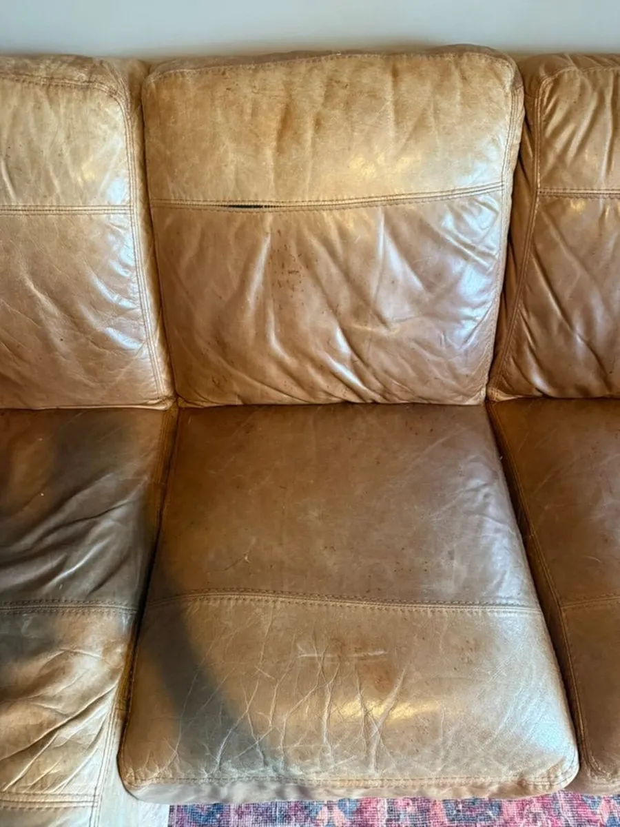 Tan Leather Sofa with Left Hand Chaise - Image 3