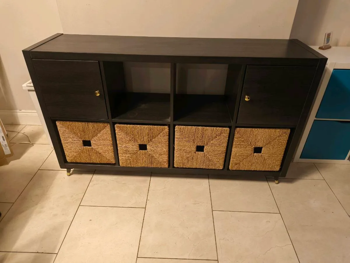 Black & gold IKEA Kallax 8 cube unit - Image 1