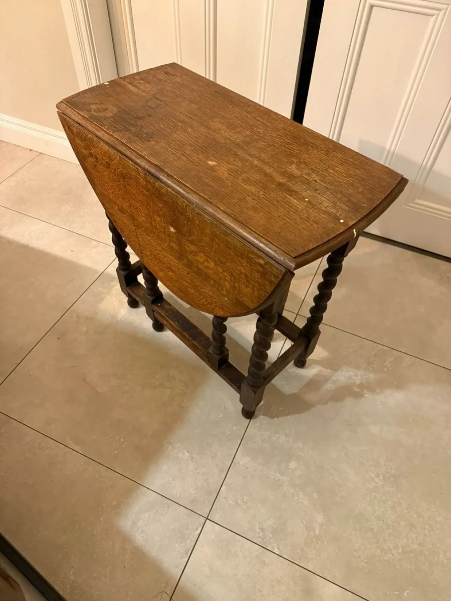 Antique Oak Gateleg Table with Barley Twist Legs - Image 2