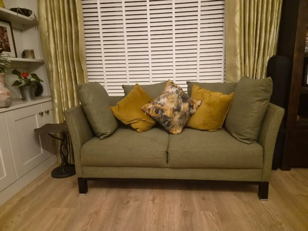 Olive green fabric sofa set - 3 seater and 2 seater - Image 1