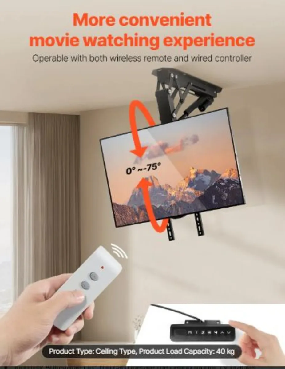 Motorized Ceiling TV Mount, TV Wall Mount for 32 - Image 3