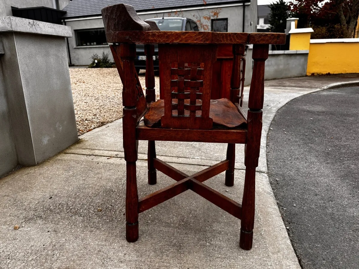 Monk’s Chair - Hand Carved Oak - Image 3