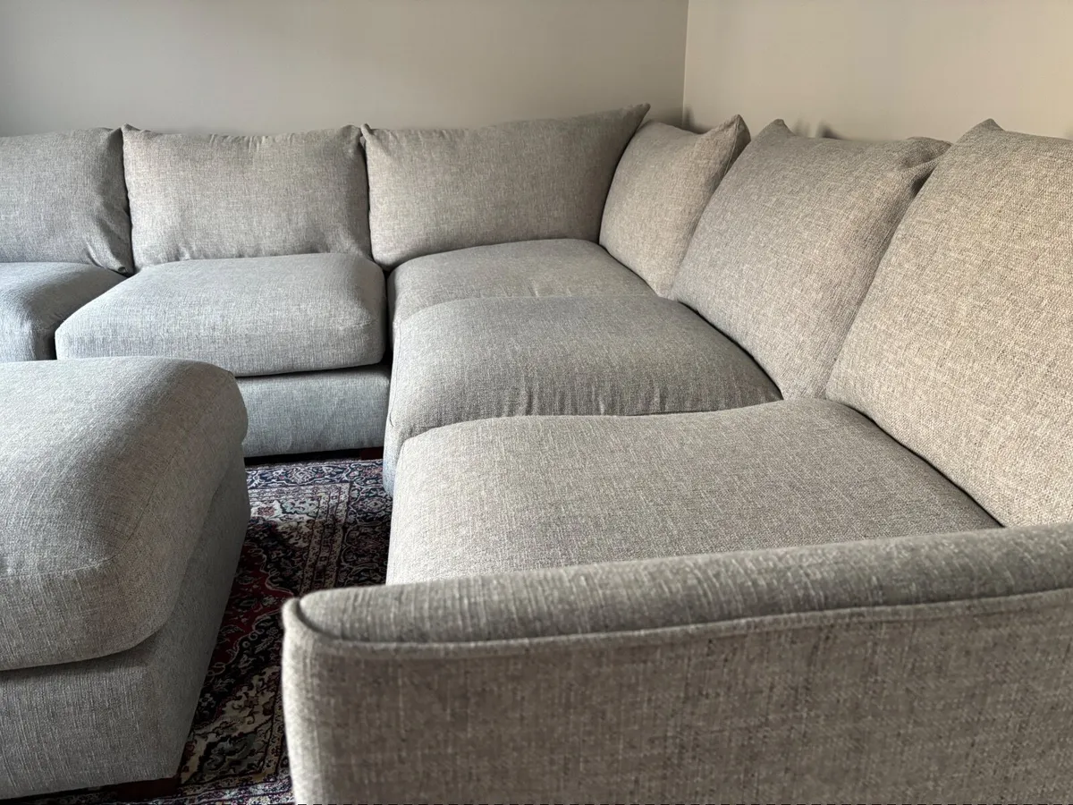 6 Piece Corner Sofa with Footstool - Grey - Image 2