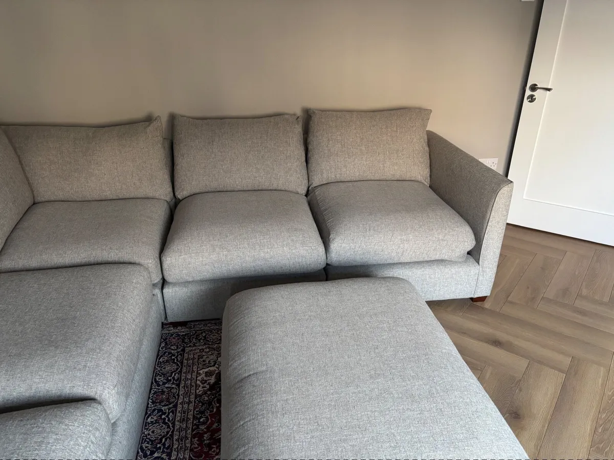 6 Piece Corner Sofa with Footstool - Grey - Image 4