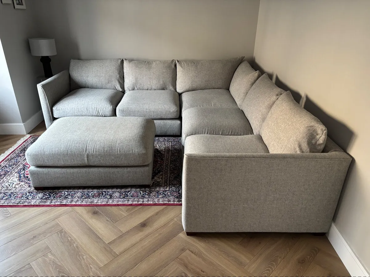 6 Piece Corner Sofa with Footstool - Grey - Image 3