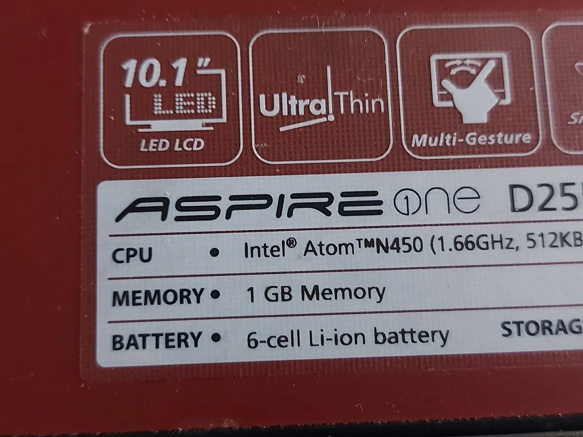 Acer Aspire One, Model D255, 1GB, 250GB HDD, Win 7 - Image 3