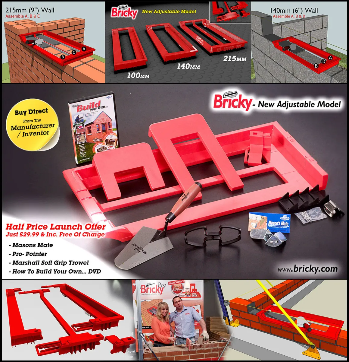 The New Bricky® Adjustable Wall Building Tool - Image 1